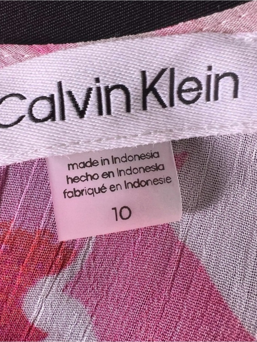 Size 10 CK Pink Floral Faux Wrap Dress - Picture 5 of 8